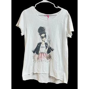 Yolly High Low Coco & Coffee Girl Tee Raw Hem Cotton One Size